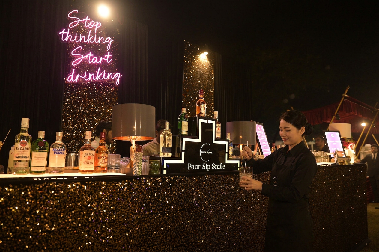 luxury wedding female bartender